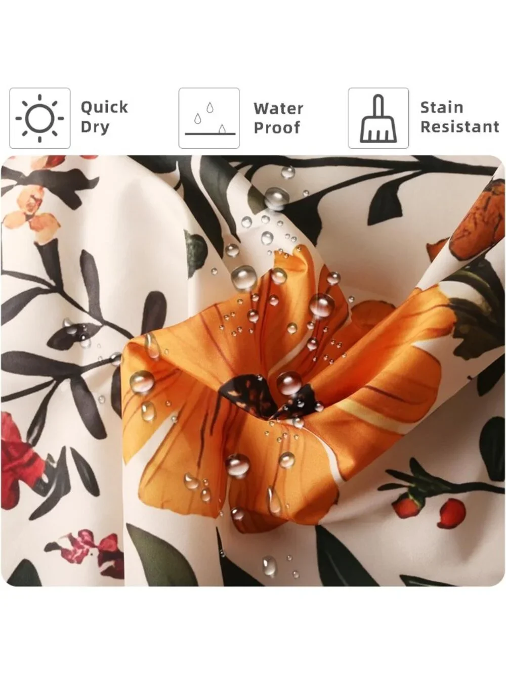 Boho Floral Shower Curtain with Tassels | 72x72